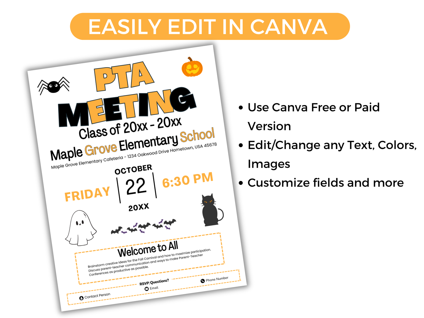 EDITABLE PTO PTA October Meeting Flyer Template