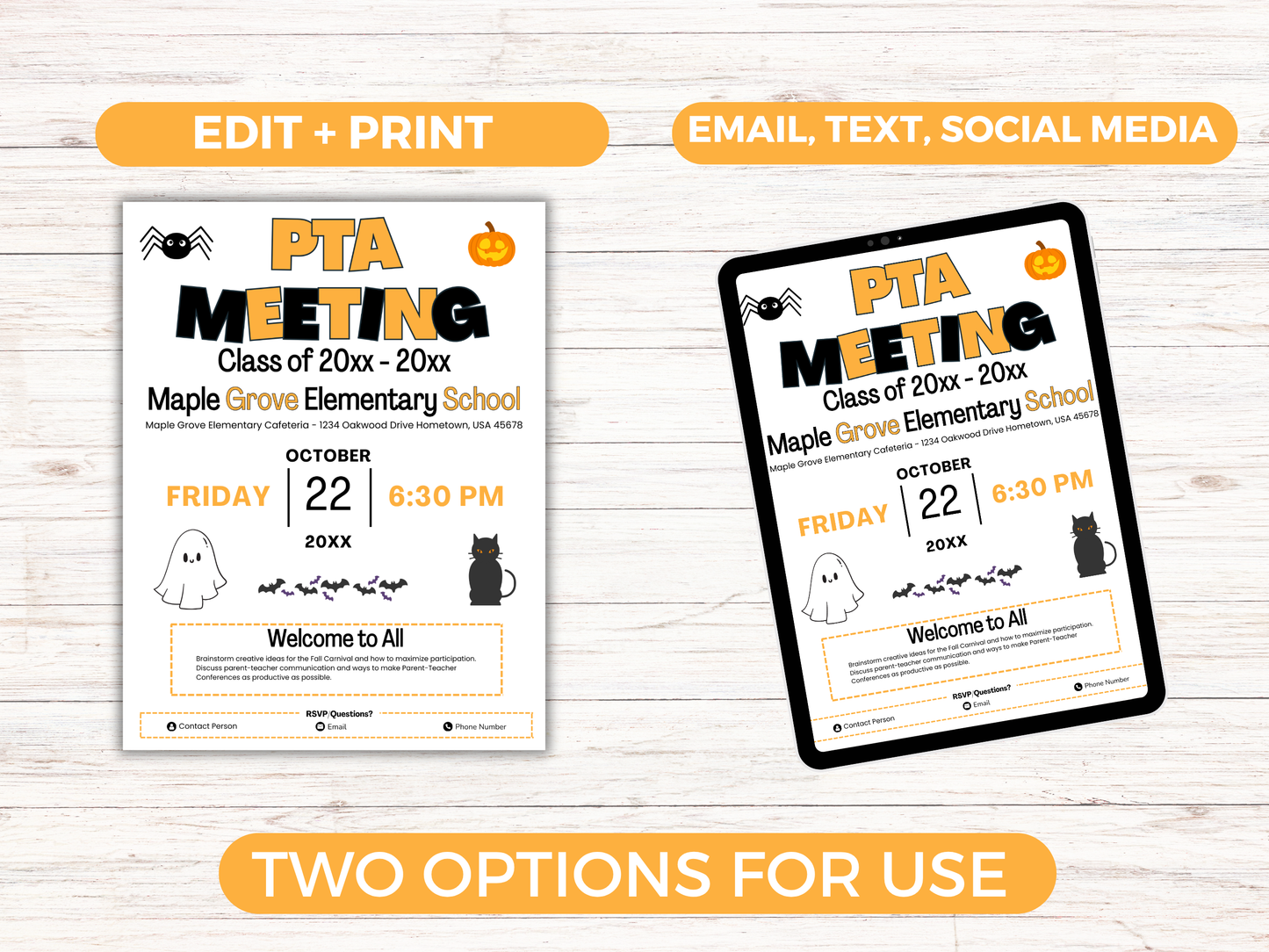 EDITABLE PTO PTA October Meeting Flyer Template