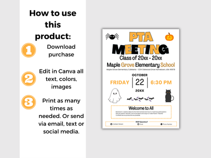 EDITABLE PTO PTA October Meeting Flyer Template