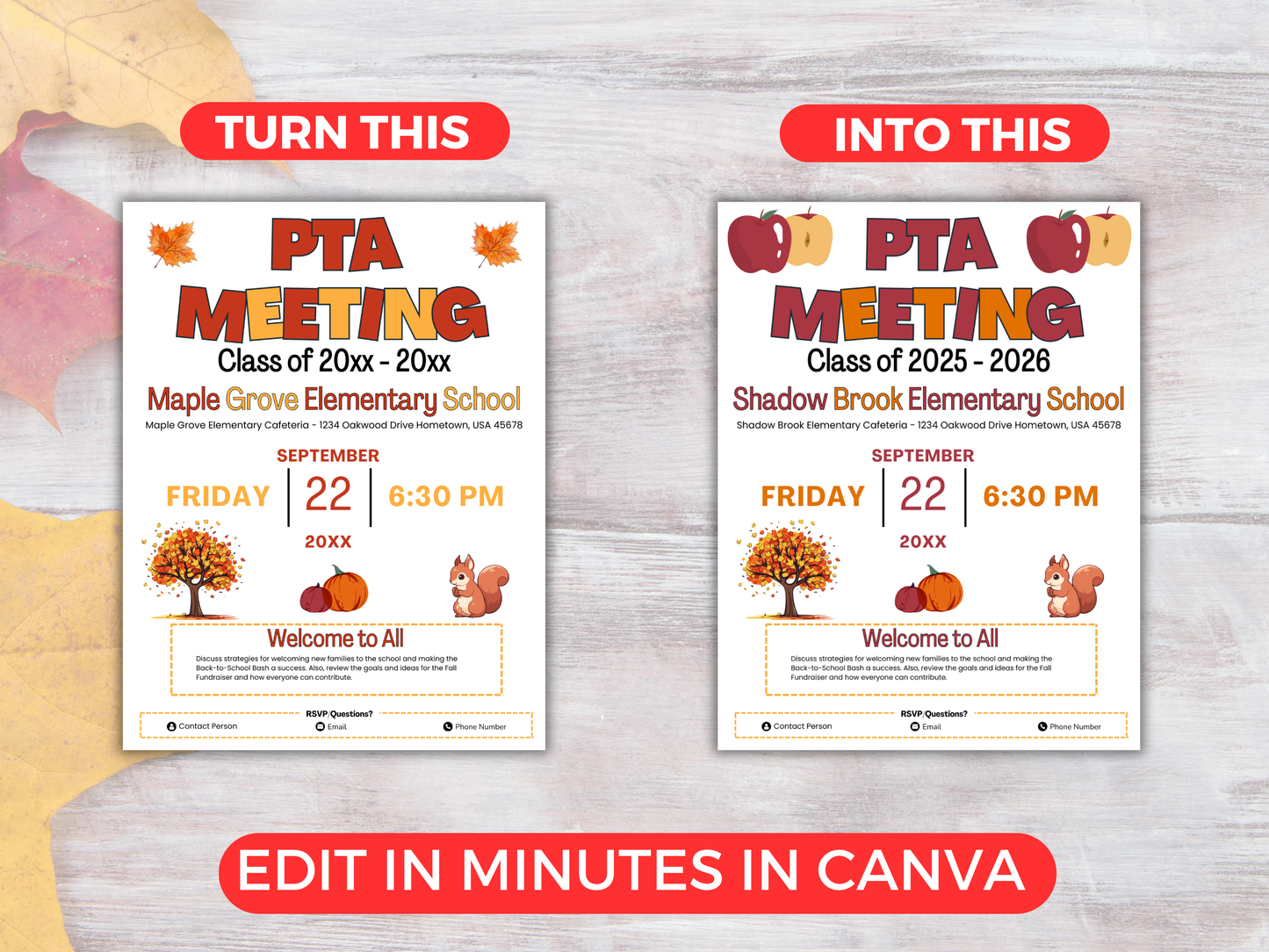 EDITABLE PTO PTA September Meeting Flyer Template
