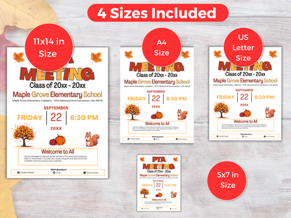 EDITABLE PTO PTA September Meeting Flyer Template