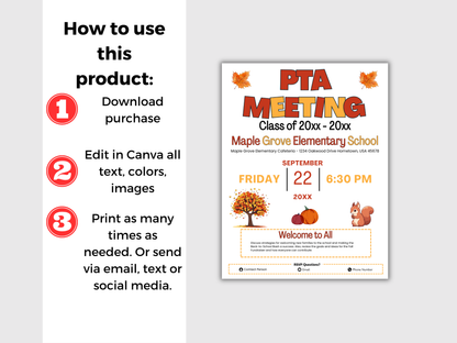 EDITABLE PTO PTA September Meeting Flyer Template