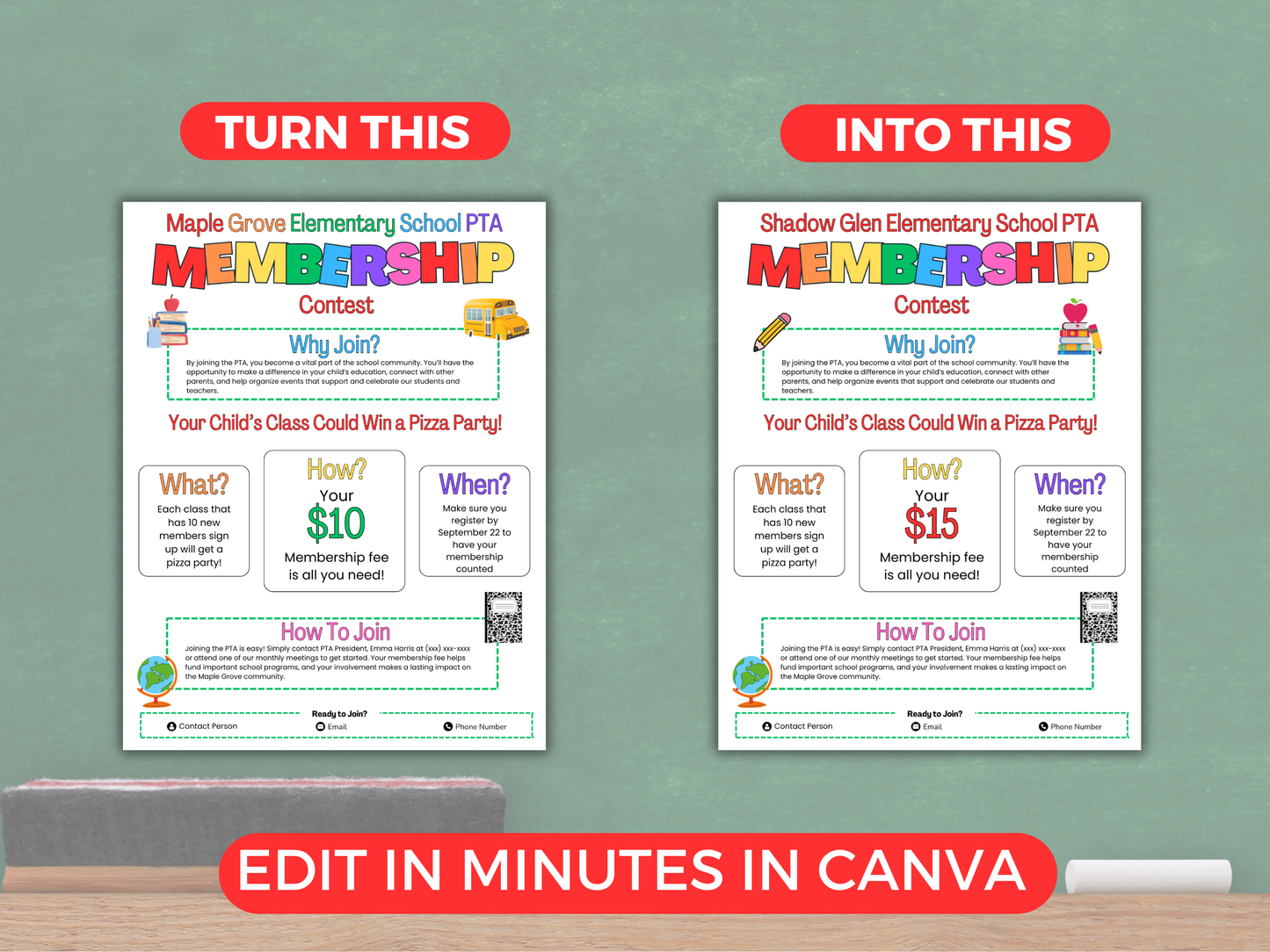 EDITABLE PTA PTO Membership Contest Flyer Template