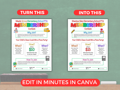 EDITABLE PTA PTO Membership Contest Flyer Template
