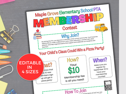 EDITABLE PTA PTO Membership Contest Flyer Template