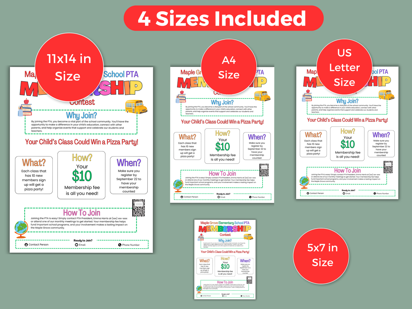 EDITABLE PTA PTO Membership Contest Flyer Template