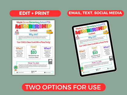 EDITABLE PTA PTO Membership Contest Flyer Template