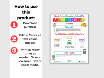 EDITABLE PTA PTO Membership Contest Flyer Template