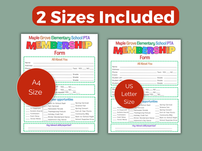 EDITABLE PTA PTO Membership Form Template