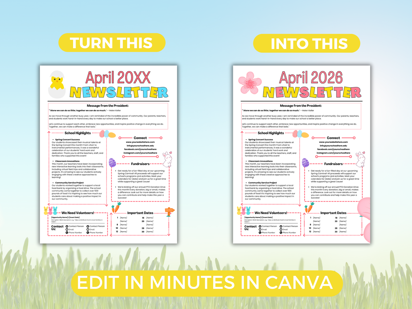 EDITABLE April PTO PTA Newsletter Template