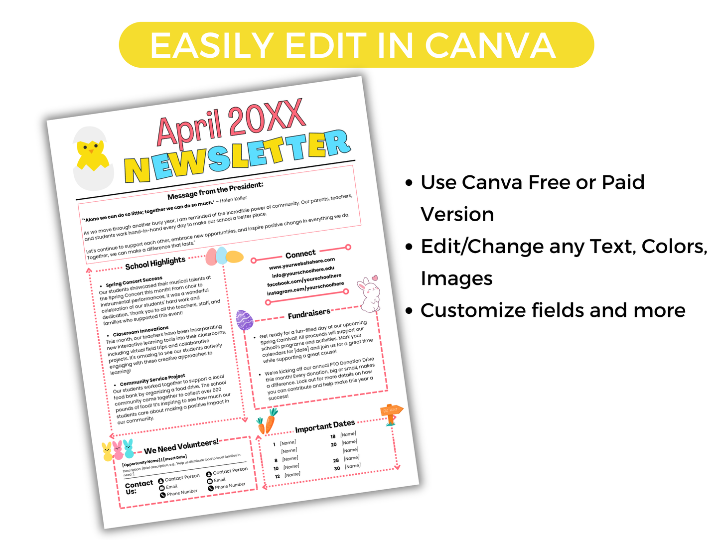 EDITABLE April PTO PTA Newsletter Template