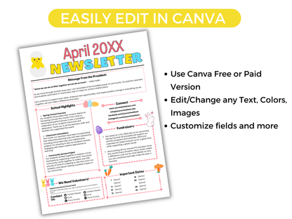 EDITABLE April PTO PTA Newsletter Template