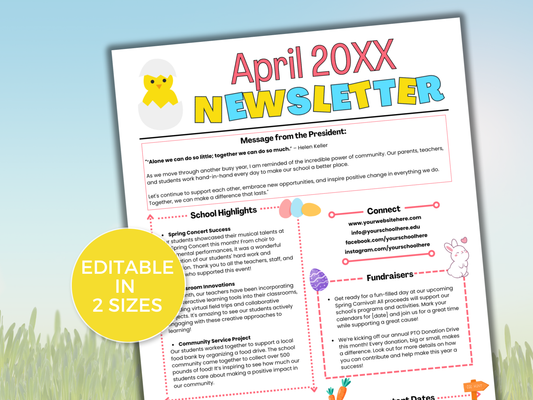 EDITABLE April PTO PTA Newsletter Template