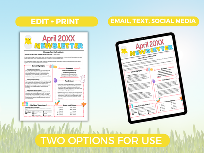 EDITABLE April PTO PTA Newsletter Template