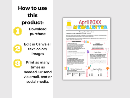 EDITABLE April PTO PTA Newsletter Template