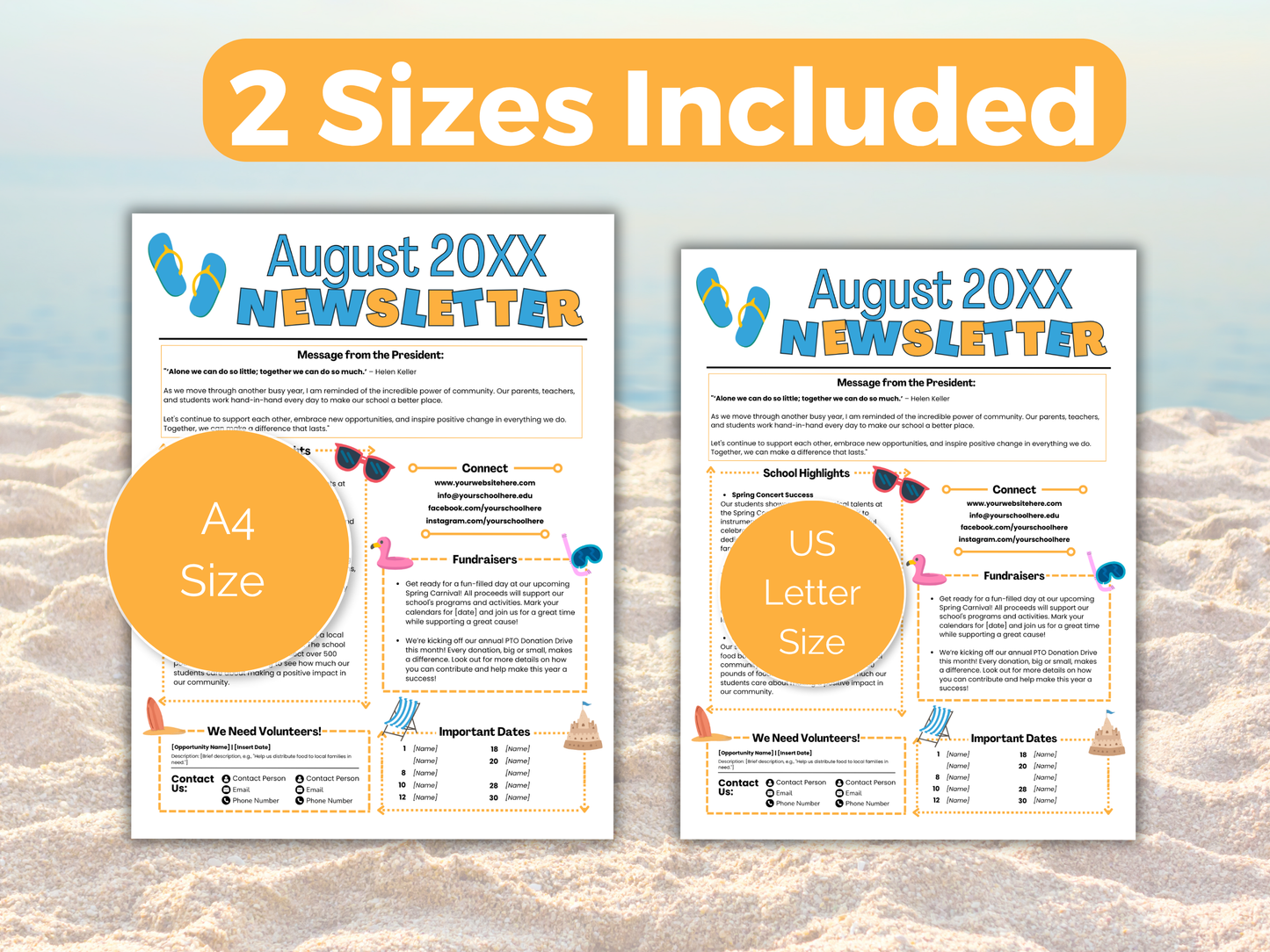 EDITABLE August PTO PTA Newsletter Template