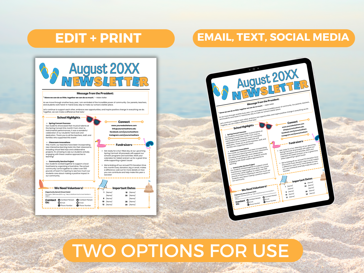 EDITABLE August PTO PTA Newsletter Template