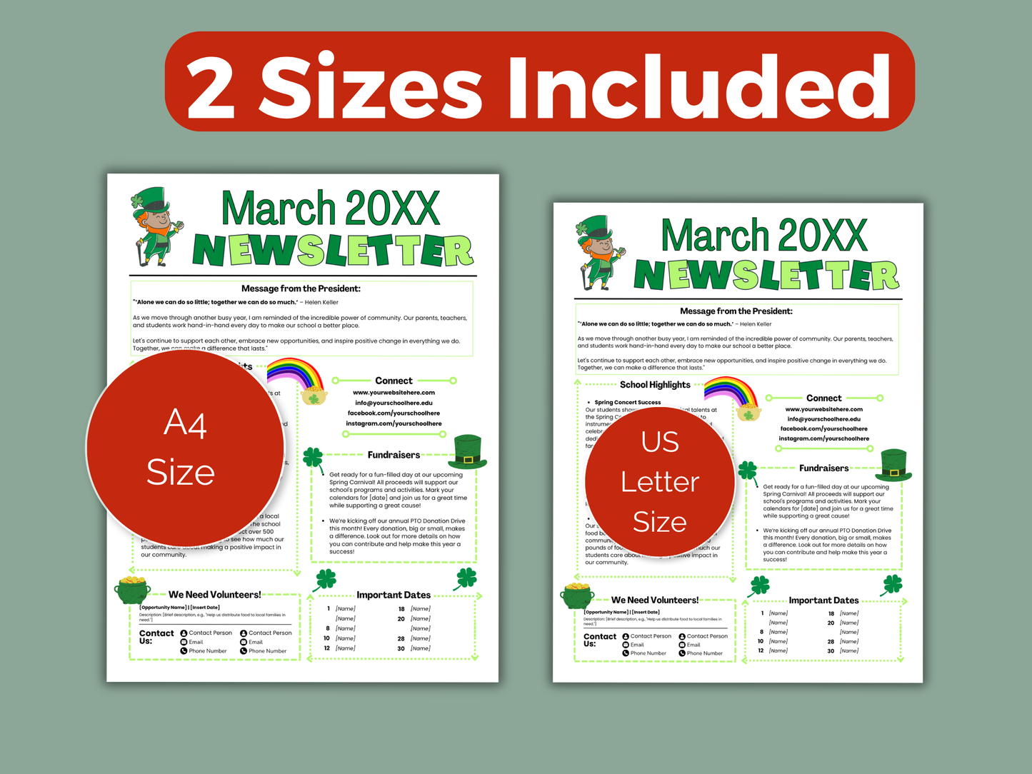 EDITABLE 12 Month PTO PTA Newsletter Template Bundle