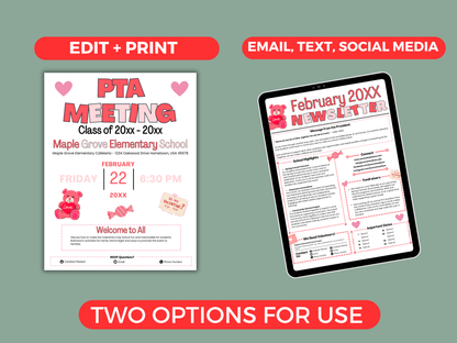 EDITABLE 12 Month PTO PTA Newsletter Template Bundle