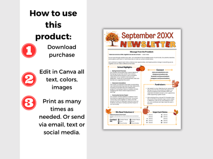 EDITABLE 12 Month PTO PTA Newsletter Template Bundle