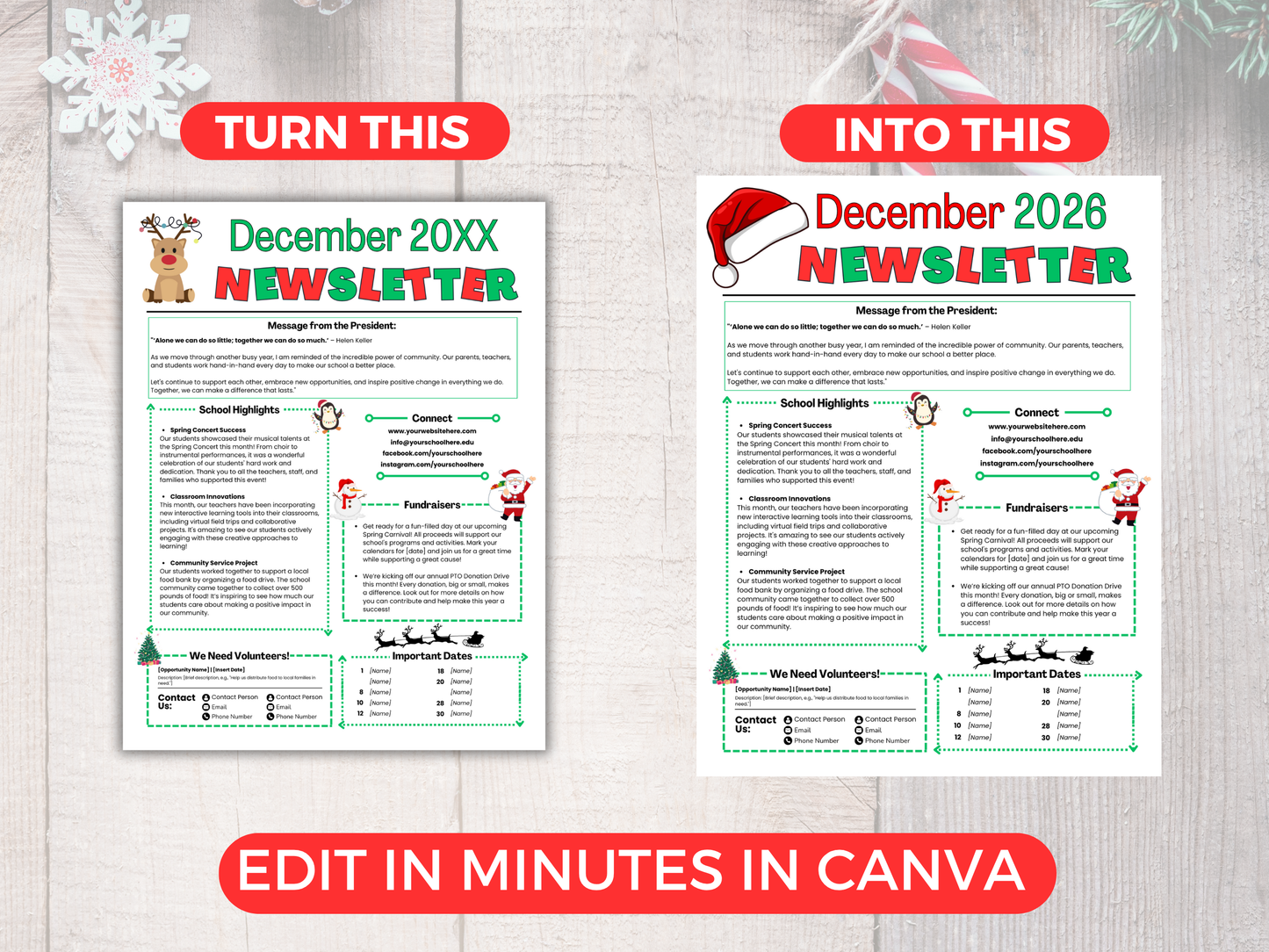 EDITABLE December PTO PTA Newsletter Template