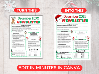 EDITABLE December PTO PTA Newsletter Template