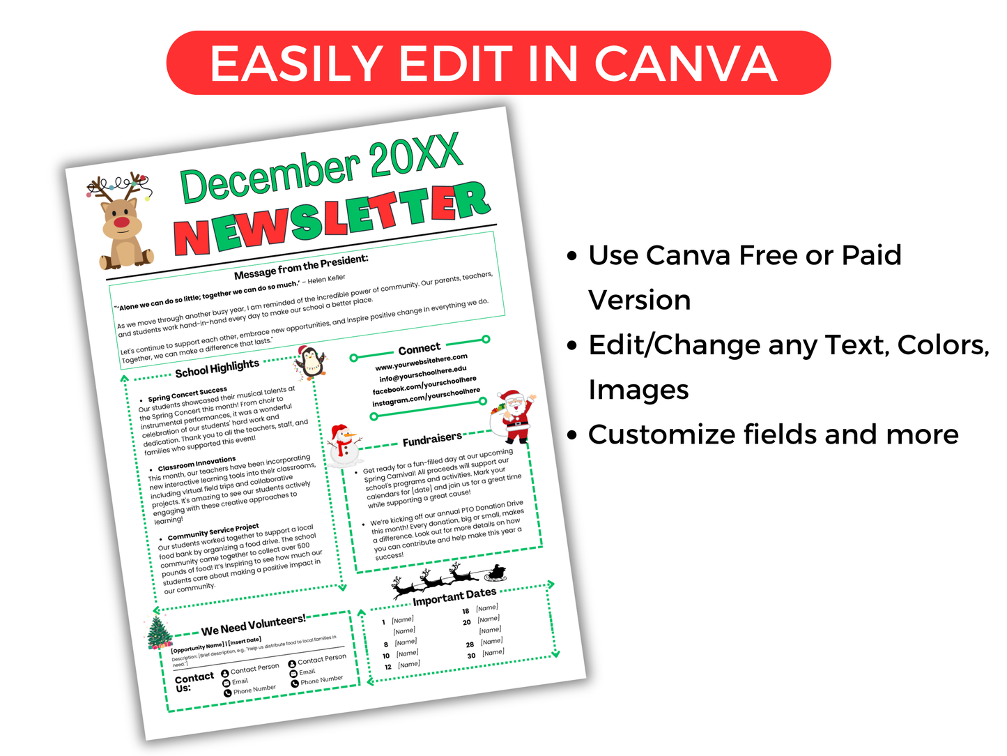 EDITABLE December PTO PTA Newsletter Template