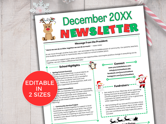 EDITABLE December PTO PTA Newsletter Template