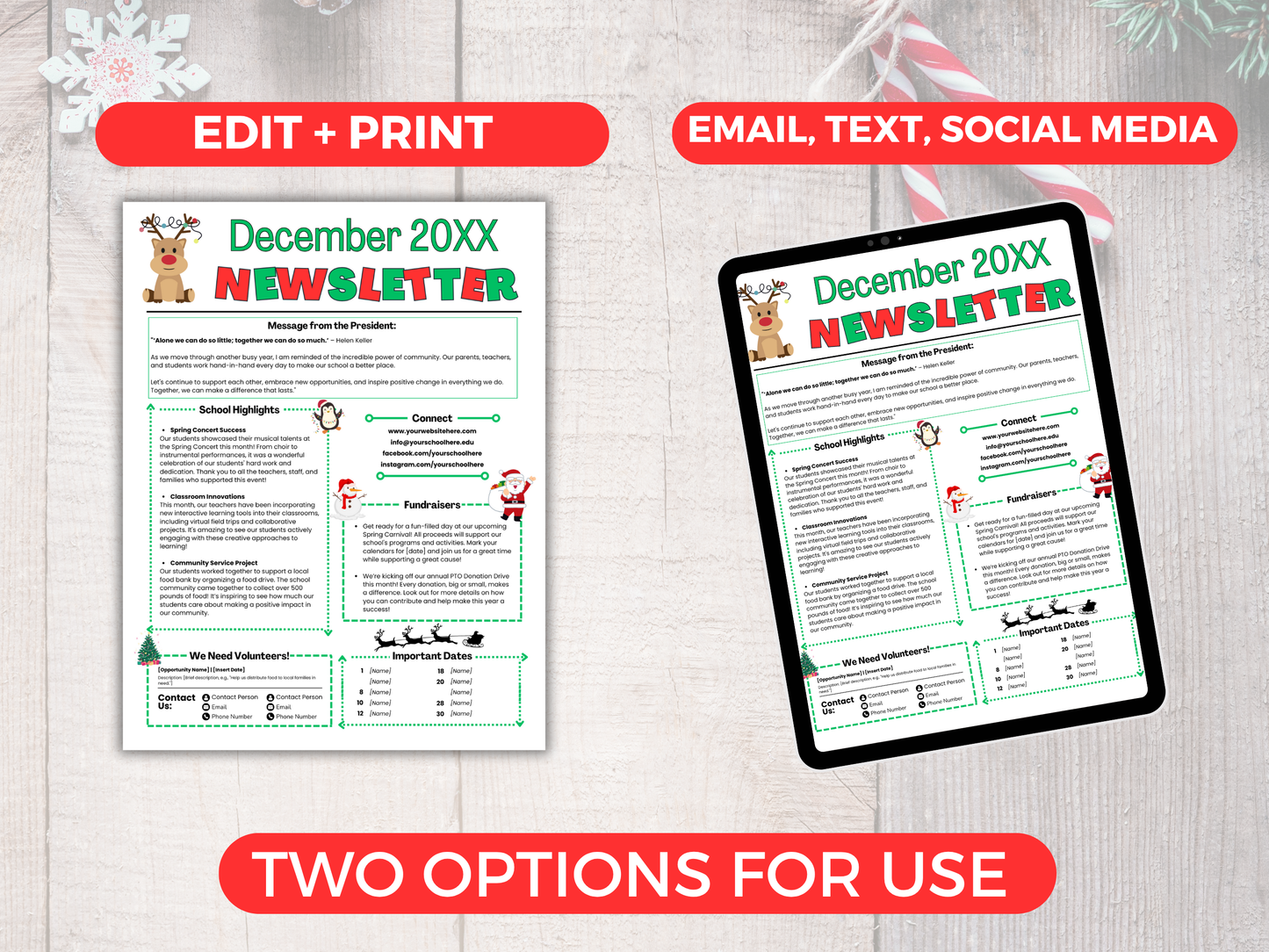 EDITABLE December PTO PTA Newsletter Template