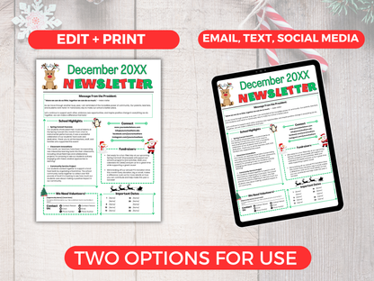 EDITABLE December PTO PTA Newsletter Template
