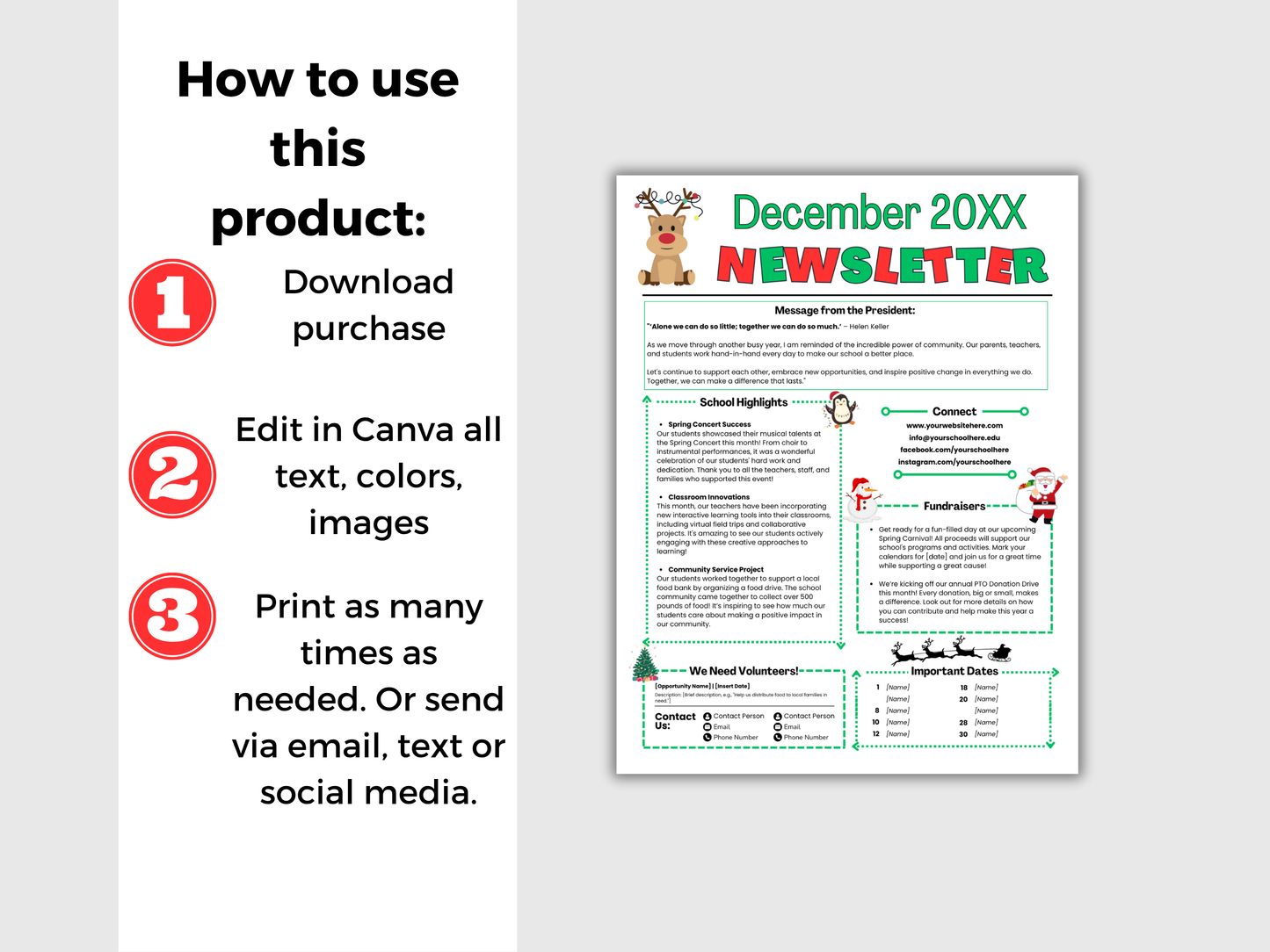 EDITABLE December PTO PTA Newsletter Template