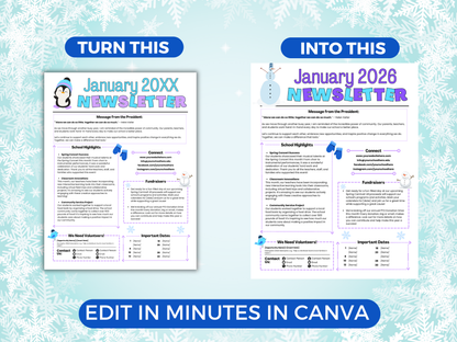 EDITABLE January PTO PTA Newsletter Template