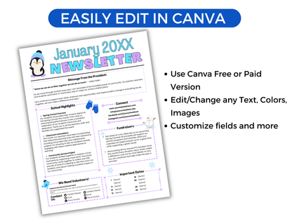 EDITABLE January PTO PTA Newsletter Template