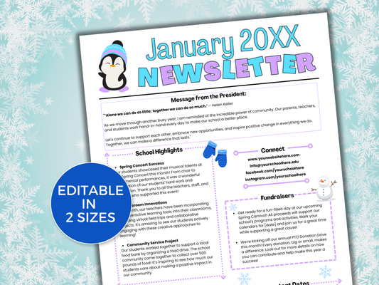 EDITABLE January PTO PTA Newsletter Template