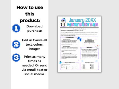 EDITABLE January PTO PTA Newsletter Template