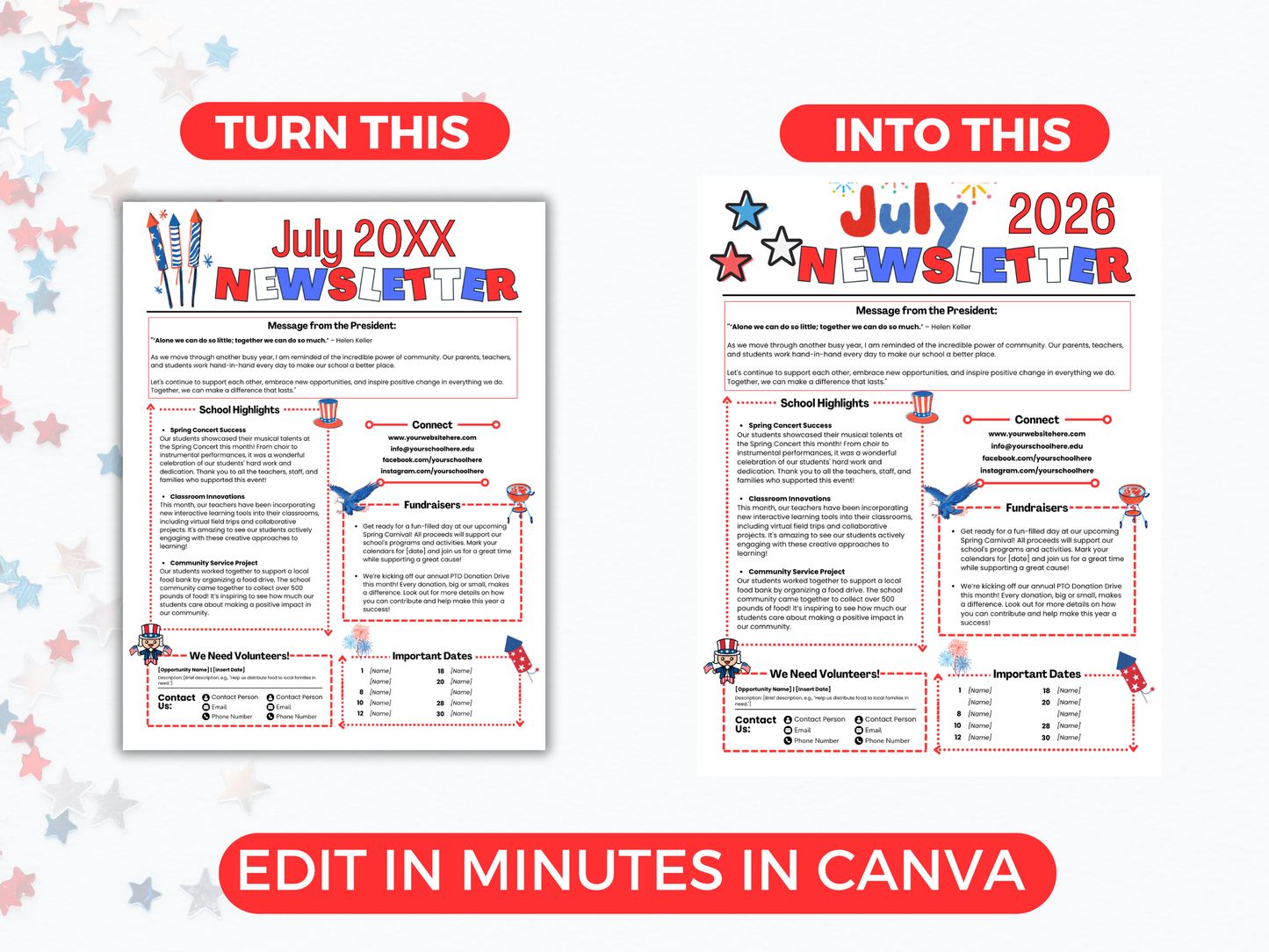EDITABLE July PTO PTA Newsletter Template