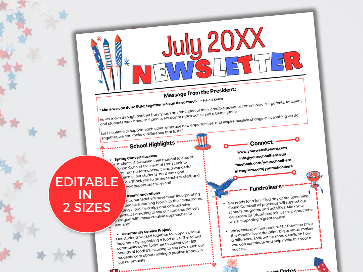 EDITABLE July PTO PTA Newsletter Template