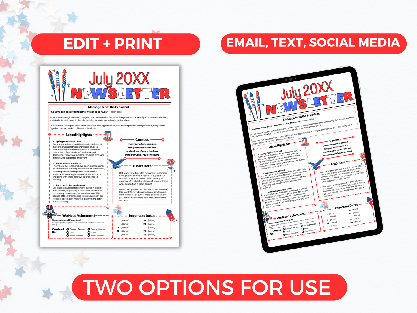 EDITABLE July PTO PTA Newsletter Template