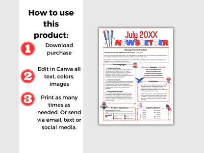 EDITABLE July PTO PTA Newsletter Template
