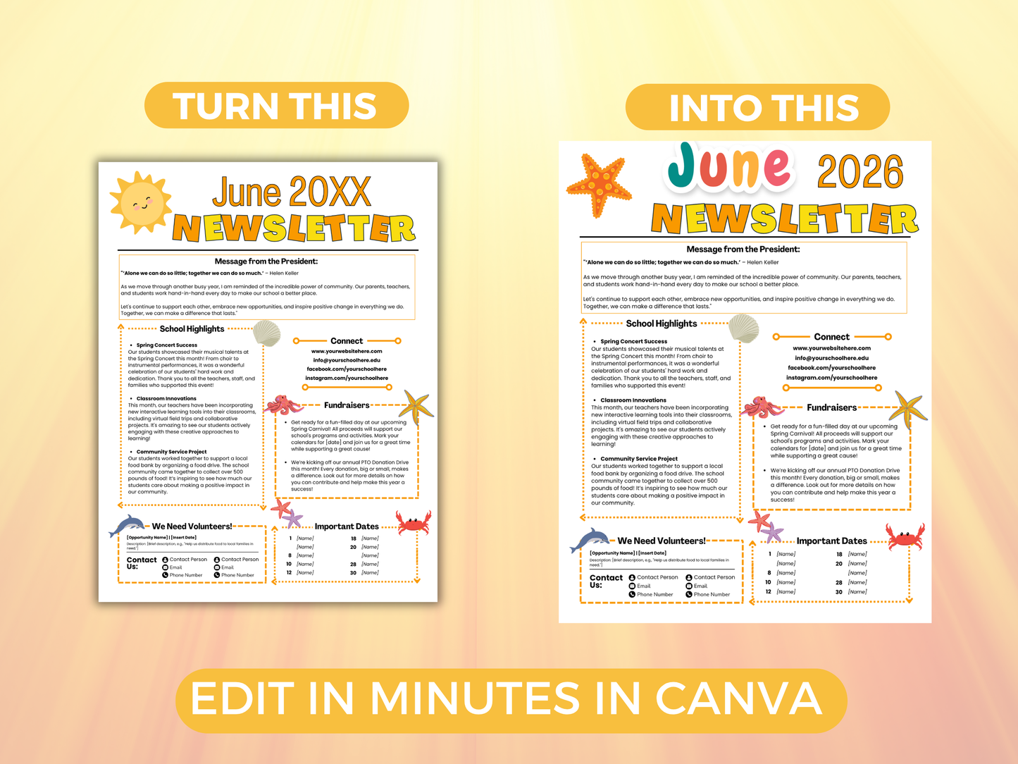 EDITABLE June PTO PTA Newsletter Template