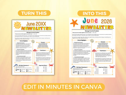EDITABLE June PTO PTA Newsletter Template