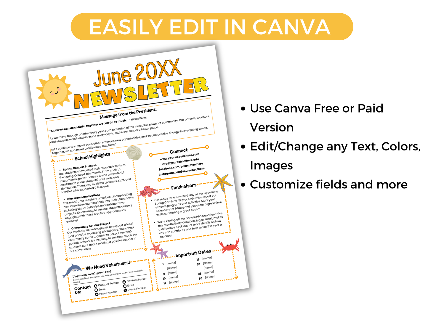 EDITABLE June PTO PTA Newsletter Template