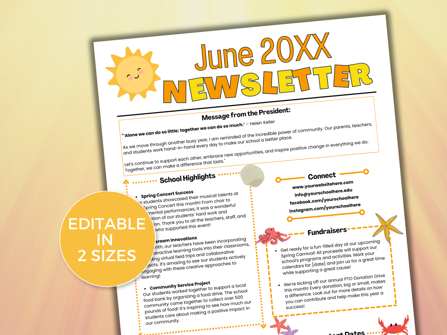 EDITABLE June PTO PTA Newsletter Template