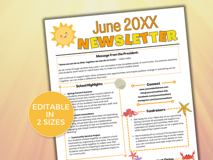 EDITABLE June PTO PTA Newsletter Template