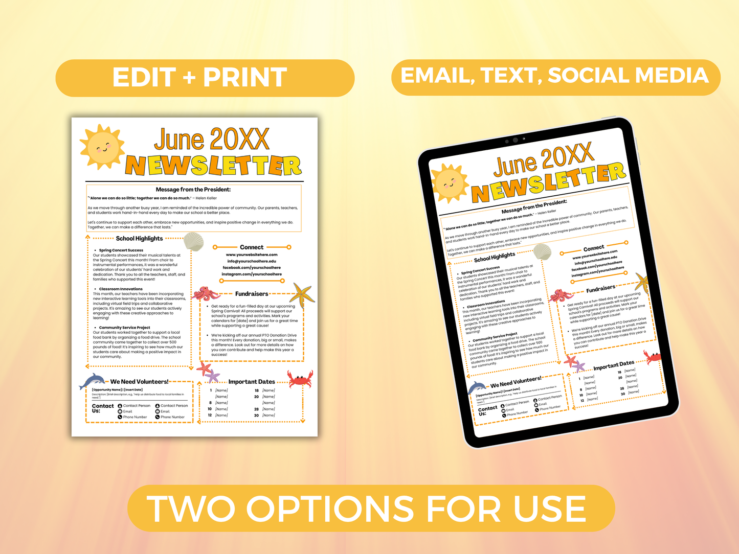 EDITABLE June PTO PTA Newsletter Template