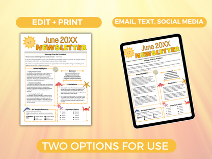 EDITABLE June PTO PTA Newsletter Template