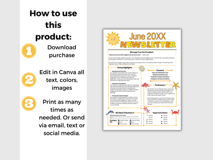 EDITABLE June PTO PTA Newsletter Template