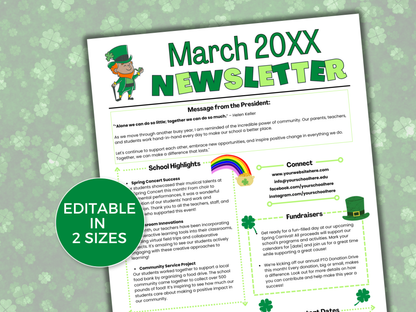 EDITABLE March PTO PTA Newsletter Template