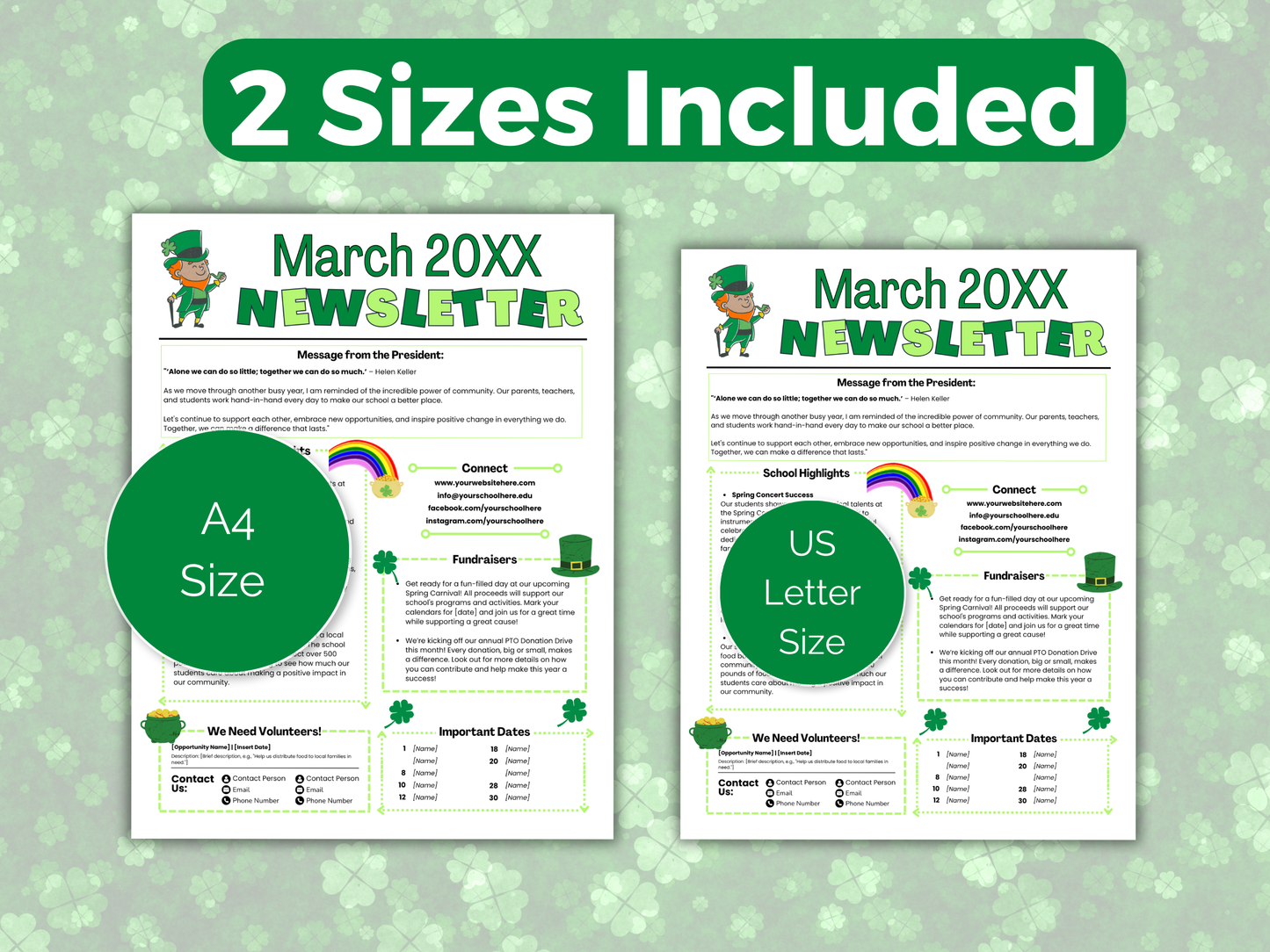 EDITABLE March PTO PTA Newsletter Template