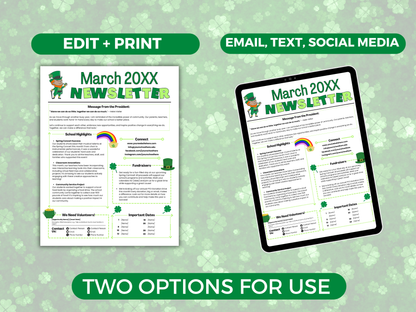 EDITABLE March PTO PTA Newsletter Template